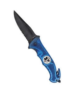 Zatvárací nôž RESCUE Mil-Tec® s kombinovaným ostrím - čierny – Modrá (Farba: Modrá) #2366598