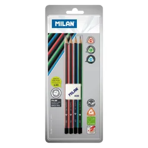 MILAN - Ceruzka 4 x trojhranná HB/B/2B + guma