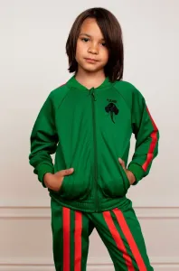 Detská mikina Mini Rodini zelená farba, s nášivkou #218876