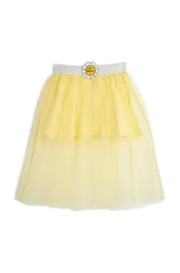 Dievčenská sukňa Mini Rodini žltá farba, midi, áčkový strih #219704