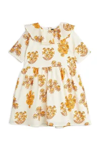Dievčenské bavlnené šaty Mini Rodini béžová farba, mini, áčkový strih #219709