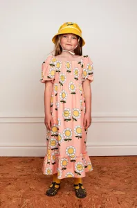 Dievčenské bavlnené šaty Mini Rodini ružová farba, maxi, áčkový strih #219710