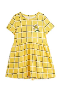 Dievčenské bavlnené šaty Mini Rodini žltá farba, mini, áčkový strih #219712