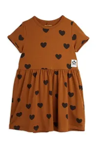 Dievčenské šaty Mini Rodini hnedá farba, mini, áčkový strih #218865