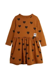 Dievčenské šaty Mini Rodini hnedá farba, mini, áčkový strih #5323296
