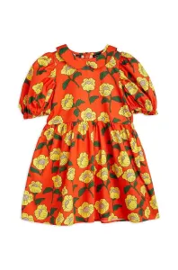 Dievčenské šaty Mini Rodini oranžová farba, mini, áčkový strih #8165372