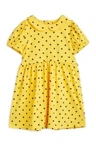 Dievčenské šaty Mini Rodini žltá farba, mini, áčkový strih #8412175
