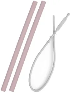Minikoioi Straw with Cleaning Brush silikónová rúrka s kefkou Pink 2 ks