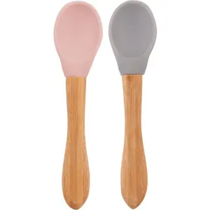 Minikoioi Spoon with Bamboo Handle lyžička Pinky Pink/Powder Grey 2 ks
