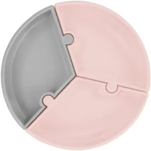 Minikoioi Puzzle Pinky Pink/ Powder Grey delený tanier s prísavkou