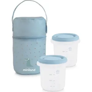 Miniland Termoizolačné puzdro + tégliky na jedlo Blue 2ks 3 x 250 ml