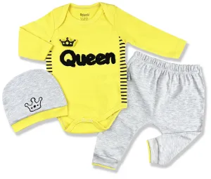 3dielny kojenecký set - Queen, žltý veľkosť.: 68-74regi