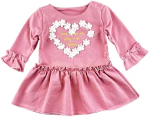 Dievčenské šaty- Srdiečko, ružové veľkosť: 74 (6-9m)