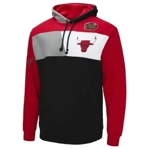 Mitchell & Ness sweatshirt Chicago Bulls Color Blocked Fleece Hoodie red - Size:4XL
