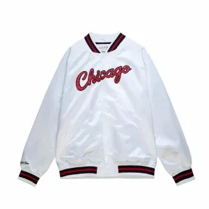 Mitchell & Ness Chicago Bulls Lightweight Satin Jacket white - Size:2XL