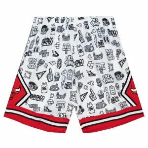 Mitchell & Ness shorts Chicago Bulls Doodle Swingman Shorts white - Size:S