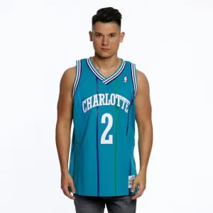 Mitchell & Ness Charlotte Hornets #2 Larry Johnson teal/white Swingman Jersey  - Size:L