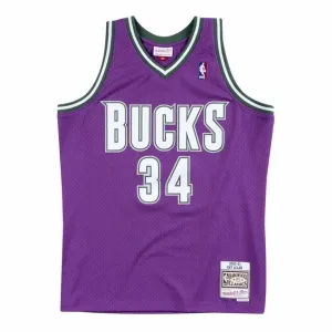 Mitchell & Ness Milwaukee Bucks #34 Ray Allen Swingman Jersey purple (SMJYAC18014) - Size:L