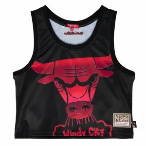 WMNS Mitchell & Ness Chicago Bulls Women's Big Face 4.0 Crop Tank black - Size:2XL