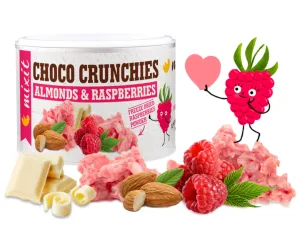 MIXIT Choco Crunchies Almonds & Raspberries zmes orechov a sušených plodov v čokoláde 140 g