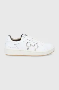 Kožená obuv MOA Concept biela farba, na plochom podpätku #7692492