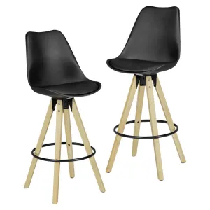 Wohnling Barová stolička LIMA, 2 kusy (syntetická koža, čierna)