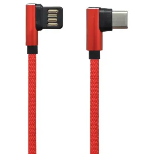 Dátový kábel MobilNET lomený Type-C 2.7A 1.5m Červený textilný (EKO balenie)