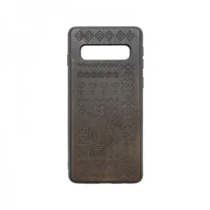 Samsung Galaxy S10 tmavo hnedé Totem drevené puzdro (V) #1240769
