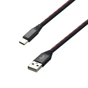MobilNET Dátový a nabíjací kábel TPU USBUSB-C, 2A, 2m, čierny KAB-0184-USB-TYPEC