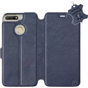 Flip puzdro na mobil Honor 7A – Modré – kožené – Blue Leather