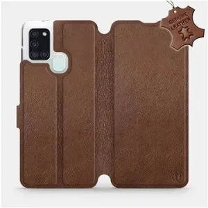 Flip puzdro na mobil Samsung Galaxy A21S – Hnedé – kožené – Brown Leather