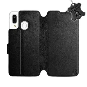 Flip puzdro na mobil Samsung Galaxy A40 – Čierne – kožené – Black Leather