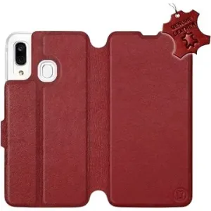 Flip puzdro na mobil Samsung Galaxy A40 – Tmavočervené – kožené – Dark Red Leather