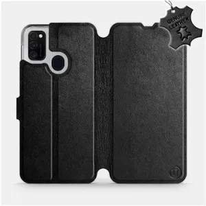 Flip puzdro na mobil Samsung Galaxy M21 – Čierne – kožené – Black Leather