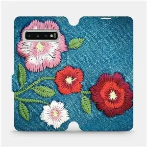 Flipové puzdro na mobil Samsung Galaxy S10 – MD05P Džínsové kvety