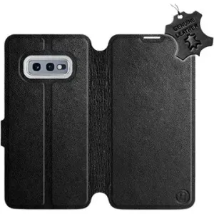Flip puzdro na mobil Samsung Galaxy S10e – Čierne – kožené – Black Leather