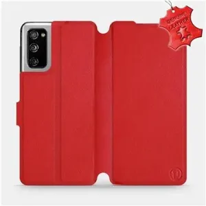 Flipové puzdro na mobil Samsung Galaxy S20 FE – Červené – kožené – Red Leather