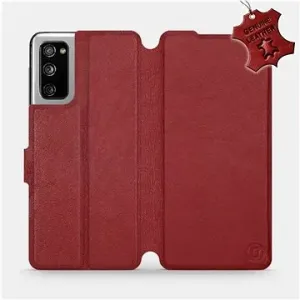 Flipové puzdro na mobil Samsung Galaxy S20 FE – Tmavo červené – kožené – Dark Red Leather