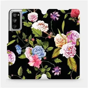 Flipové puzdro na mobil Samsung Galaxy S20 FE – VD07S Ruže a kvety na čiernom pozadí