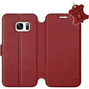Flip puzdro na mobil Samsung Galaxy S7 – Tmavočervené – kožené – Dark Red Leather