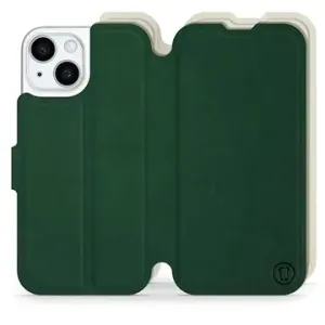 Mobiwear Soft Touch flip na Apple iPhone 15 - Zelené & Béžové