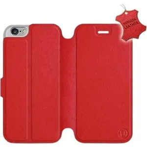 Flip puzdro na mobil Apple iPhone 6/iPhone 6s – Červené – kožené – Red Leather