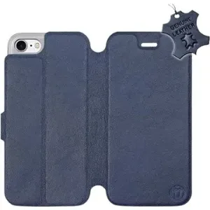 Flip puzdro na mobil Apple iPhone 8 – Modré – kožené – Blue Leather
