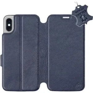 Flip puzdro na mobil Apple iPhone X – Modré – kožené – Blue Leather