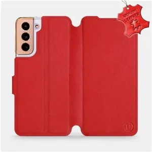 Flip puzdro na mobil Samsung Galaxy S21 5G – Červené – kožené – Red Leather