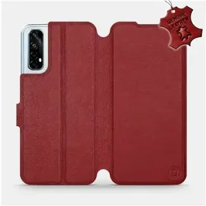 Flipové puzdro na mobil Realme 7 – Tmavo červené – kožené –   Dark Red Leather