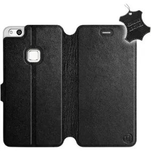 Flip puzdro na mobil Huawei P10 Lite – Čierne – kožené – Black Leather