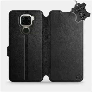 Flip puzdro na mobil Xiaomi Redmi Note 9 – Čierne – kožené – Black Leather