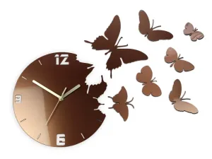 3D nalepovacie hodiny Butterflies medené