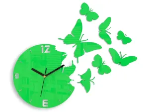 3D nalepovacie hodiny Butterflies zelené